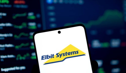 Elbit systems logo is displayed on smartphone. Elbit Systems Ltd is an Israel based international
