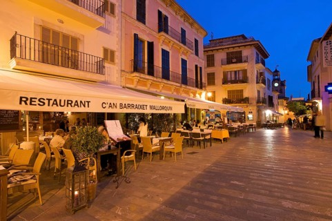 Restaurant, Old Town of Alcudia, Majorca, Balearic Islands, Spain