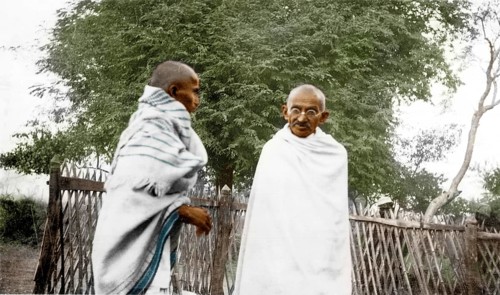 Mahatma Gandhi with Vinoba Bhave, India, Asia, 1934
