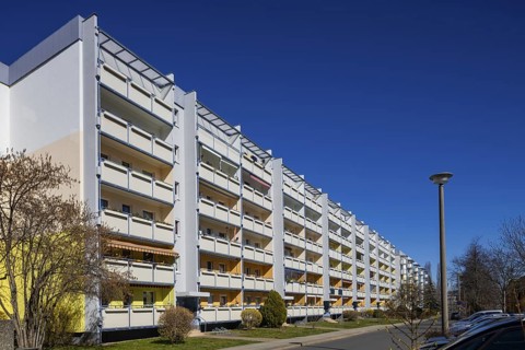 Refurbished prefabricated buildings from the GDR era, Dresden, Saxony, Germany
