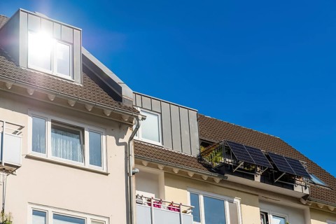 Balcony power station on a balcony of an attic flat in Düsseldorf, Germany