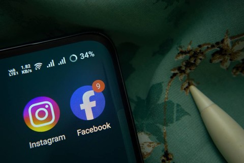 Dhaka, Bangladesh- 07 May 2025: Facebook and Instagram app icon is seen on smartphone