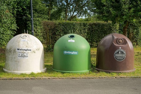 Waste glass container, Sankt Goarshausen, Rhineland-Palatinate, Germany