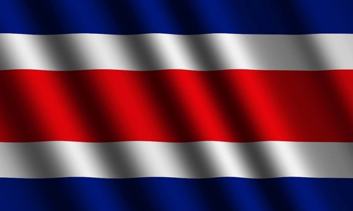 The Costa Rica flag flying in the wind