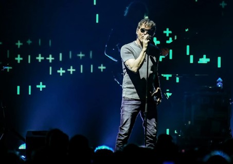 The Norwegian band a-ha singer Morten Harket performs at the Mercedes Benz Arena