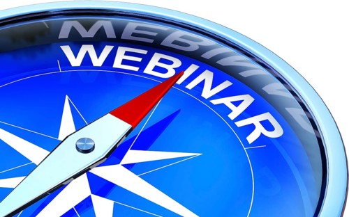 high resolution rendering of a compass with a webinar icon