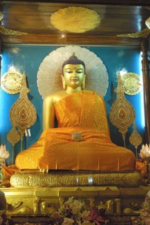 Buddha idol inside Mahabodhi temple, Bodhgaya, district Bihar, India