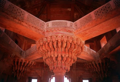 The Diwan-i-Khas, or Hall of Private Audience, is a plain square building with four chhatris on the