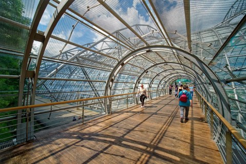 New Leipzig Trade Fair Centre, Leipzig Trade Fair, with glass entrance hall, interior view, trade