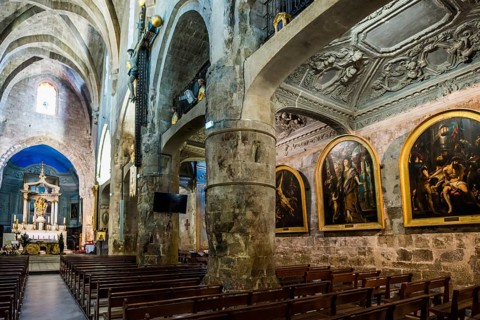 Interior view, Cathedral Notre-Dame-du-Puy, painting by Peter Paul Rubens, Grasse, Alpes Maritimes,