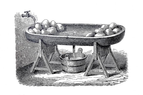 Dairy industry, butter production, apparatus for salting butter, around 1860, digitally improved