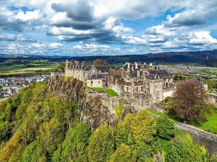 Stirling Castle from a drone, Stirling, Scotland, England, United Kingdom