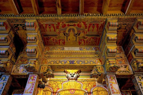 Temple of the sacred Tooth Relic or Sri Dalada Maligawa, Ceiling, Kandy, Sri Lanka