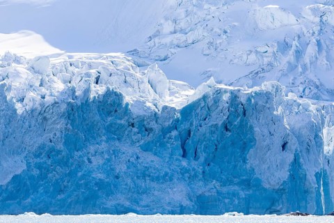 Glacier tongue, ice, break-off edge, sea, Fugelfjorden, Spitsbergen, Svalbard