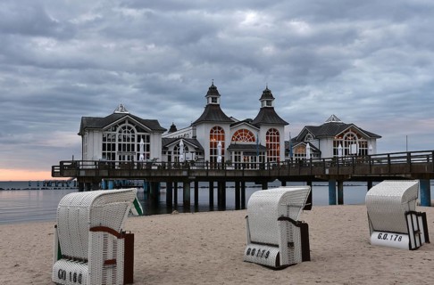 The Sellin pier on Rügen at sunset, Mecklenburg-Western Pomerania, Germany