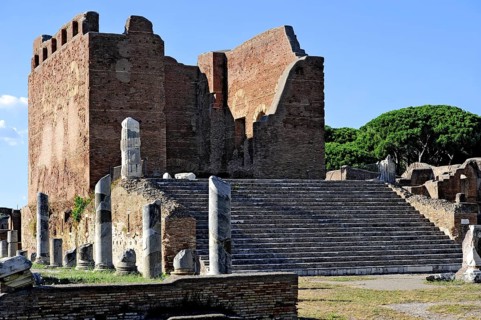 Ruins of the Capitol, Capitolium at the forum, podium temple with staircase, main temple, remains,