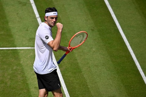 Taylor Fritz USA Cheering Emotion Gesture Gesture Tennis, ATP 250, BOSS Open 2025, Stuttgart,