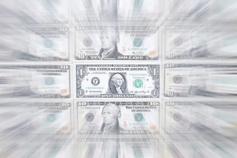 US dollar notes, 10 dollars, 1 dollar, banknotes, zoom effect
