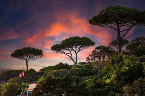 Sunset above Stecci beach, near Capoliveri, Elba Island, Tuscan Archipelago National Park, Tuscany,
