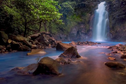 Costa Rica's Rio Celeste is formed through a mix of volcanic effects and the resulting chemicals