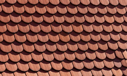 Red shingle roof, house roof, detail, Steyr, Upper Austria, Austria