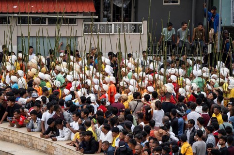 JOWAI, INDIA - JULY 14: People from the Pnar community attend the Behdienkhlam festival in Jowai,