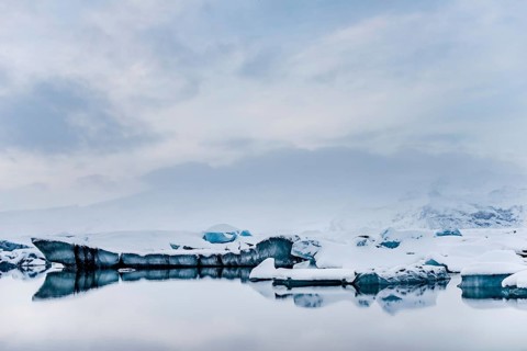 Jökulsarlon, icebergs, ice, glacial lake, Vatnajökull Glacier, winter, snow, sunset, Iceland*