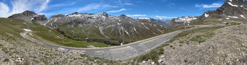 Panorama of southern ascent south ramp alpine road mountain road above above tree line highest