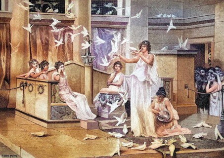The Doves of the Temple of Venus, coloured wood engraving, reproduction of a model from ca 1888,