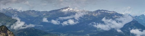 Mountain panorama from Zeigersattel to Hoher Ifen, 2230m, Kleinwalsertal, Vorarlberg, Allgäu Alps,
