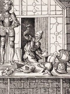 Armourer. Reproduction of a woodcut from the 16th century by Jost Amman from the 19th century,