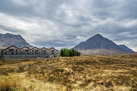 Mountains and Moors over Glen Etive Valley, Glencoe, Highlands, Scotland and Buachaille Etive Mòr,