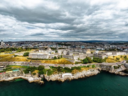 DefaultPlymouth from drone, Mount Batten Tower, Devon, England, United Kingdom