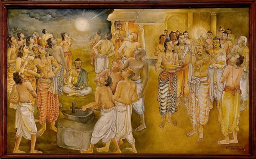 Temple of the sacred Tooth Relic or Sri Dalada Maligawa, Painted panel depicting the history of the