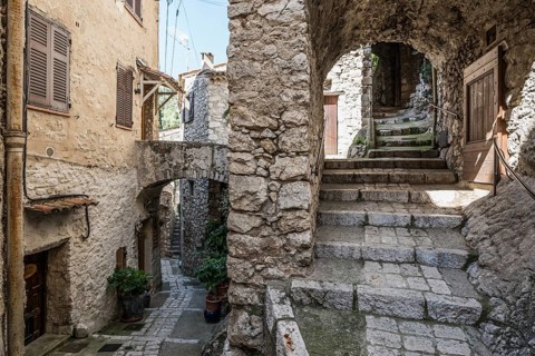 Picturesque medieval mountain village, Peillon, near Monaco, Cote d'Azur, Alpes-Maritimes,