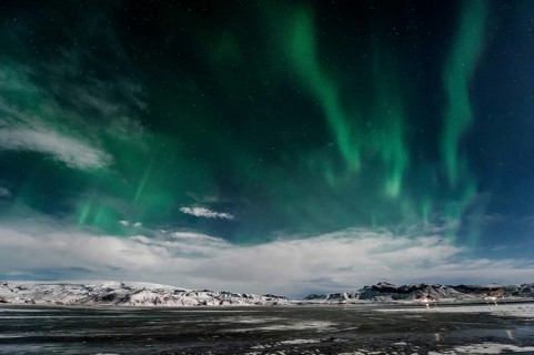 Northern Lights, Close to Vik, Ring Road, Mountains, Frost, Winter, Cold, Snow, Night, Iceland*