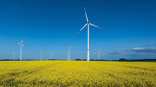 Wind farm near Temmenhausen in the Swabian Alb. Dornstadt Baden-Württemberg, Germany