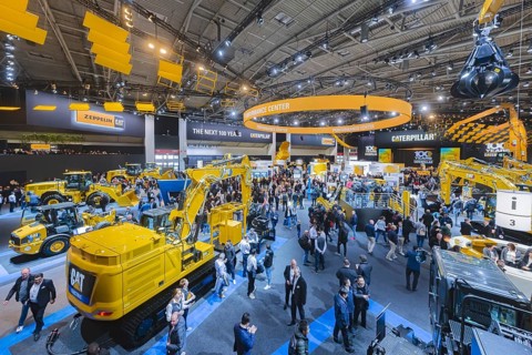 Construction machinery from the US company Caterpilar. BAUMA Munich, 34th World's Leading Trade