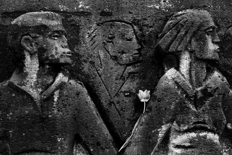 Bittermark memorial, memorial site, detail with tulip for the memorial service on Good Friday,