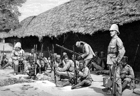 German East Africa, Schutztruppe, Colonial troops, German colonial empire, Cleaning the weapons,