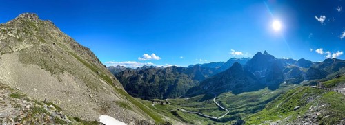 Panoramic view Panoramic photo with sun backlight shot of view of Italian south ramp southern