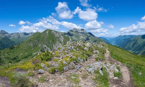 View from the Hornfeldspitz, Schladminger Tauern, Sölktäler nature park Park, St. Nikolei, Styria,