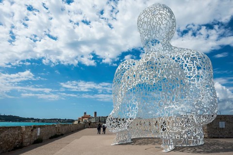 Sculpture made of letters, Le Nomade, artist Jaume Plensa, Antibes, Provence Alpes Côte d'Azur,