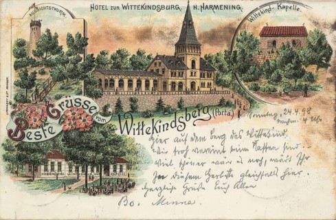 Historical postcard, picture postcard, Wittekindsberg (Porta), North Rhine-Westphalia, Germany,