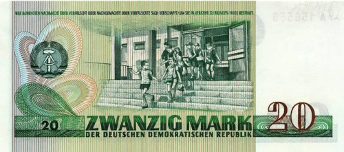 Banknote, banknote, 20 Mark, GDR, reproduction of a historical banknote