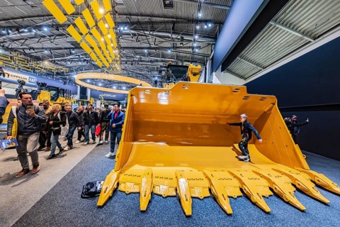 Construction machinery from the US company Caterpilar. BAUMA Munich, 34th World's Leading Trade