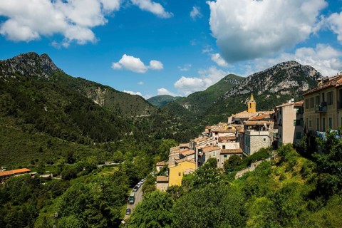 Picturesque mountain village overlooking the sea, Sainte-Agnès, near Menton, Cote d'Azur,