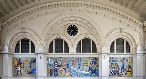 Wall mosaic from the 1950s in the reception hall, advertising space for Martin Brinkmann AG, Bremen