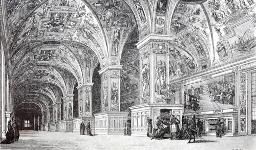 The Vatican Library in 1870, Rome, Vatican State, Italy, digitally enhanced reproduction from a