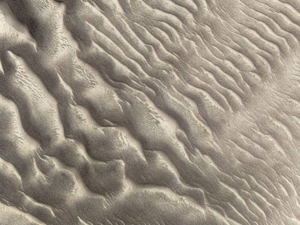 Patterns in the sand of the Namib Desert. Aerial view. Drone shot. Skeleton Coast National Park,